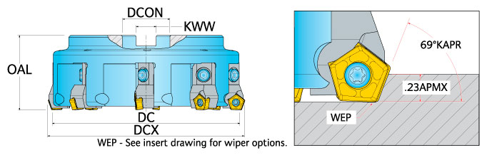 Ingersoll Series: 4W2A - 70° Cartridge Face Mill