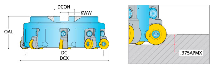 Ingersoll Series: 4W2A - Button Cartridge Face Mill