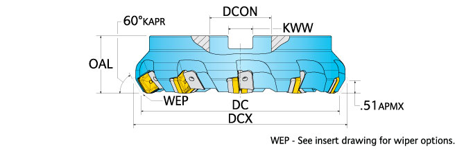 Ingersoll Series: 5C2M_L - 60° Heavy Duty Face Mill