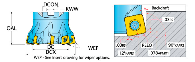 Ingersoll Series: 5M5P 5M6P - Hi-Feed Face Mill