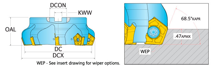 Ingersoll Series: DM5Q DM6Q - 70° Heavy Duty Face Mill