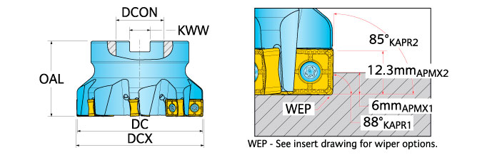 Ingersoll Series: DQ5T DQ6T - 88° Face Mill