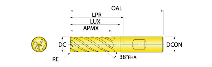 Ingersoll Series: RE1_6_W - 90° End Mill