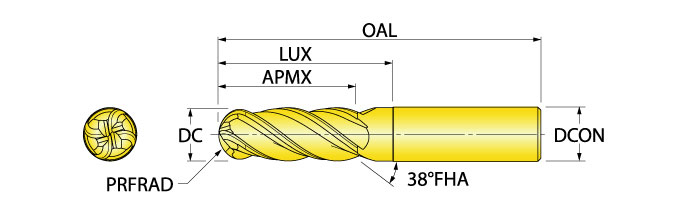 Ingersoll Series: RHB_4 - Ball Nose End Mill