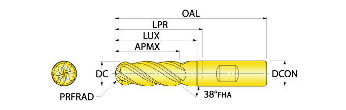 Ingersoll Series: RHB_4_W - Ball Nose End Mill