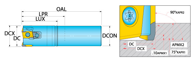 Ingersoll Series: TUGSC - 75° Adjustable End Mill
