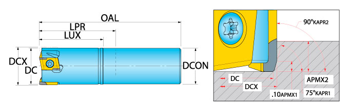 Ingersoll Series: TUGSC_N - 75° Fixed Pocket End Mill
