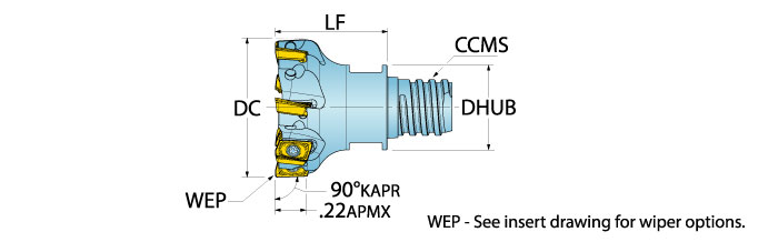Ingersoll Series: 12J1D - 90° End Mill For Live Tools & Swiss