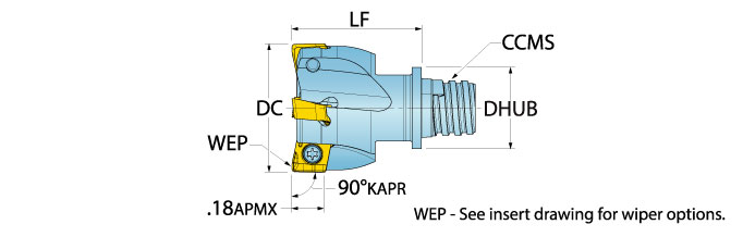 Ingersoll Series: 1TJ1C - 90° End Mill For Live Tools & Swiss