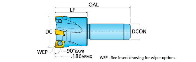 Ingersoll Series: 1TJ1C - 90° End Mill For Swiss & Live Tooling