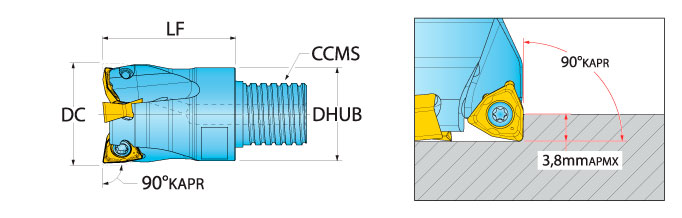 Ingersoll Series: 1WJ1D_T - 90° Rough & Ramp End Mill (Metric)