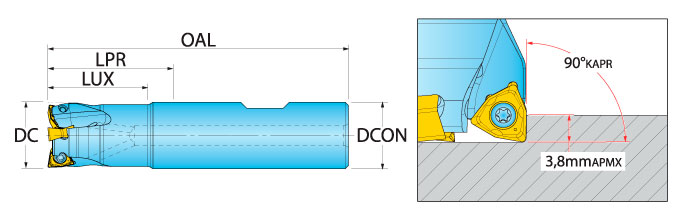 Ingersoll Series: 1WJ1D_W - 90° Rough & Ramp End Mill (Metric)