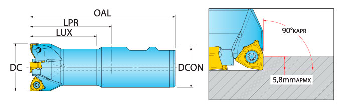 Ingersoll Series: 1WJ1F_W - 90° Rough & Ramp End Mill (Metric)