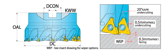 Ingersoll Series: 2F5D / 2F6D - Finish & Undercut Face Mill