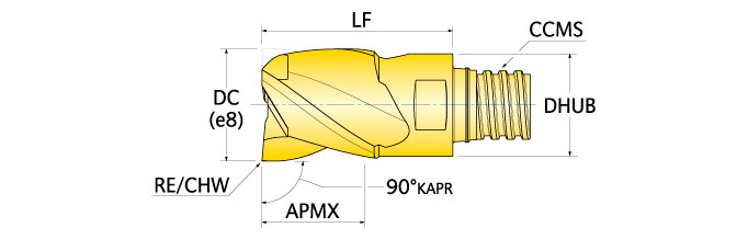 Ingersoll Series: 46D-P - 90° End Mill Tip For Aluminum