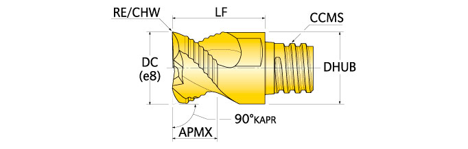 Ingersoll Series: 46D_RN - 90° End Mill Tip For Aluminum