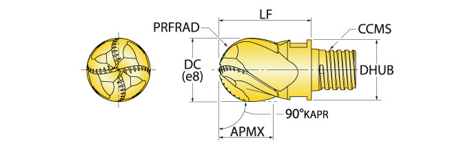 Ingersoll Series: 47B_T_RM - Helical Roughing Ball Nose