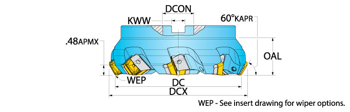 Ingersoll Series: 5C4M_L - 60° Heavy Duty HSHR Face Mill