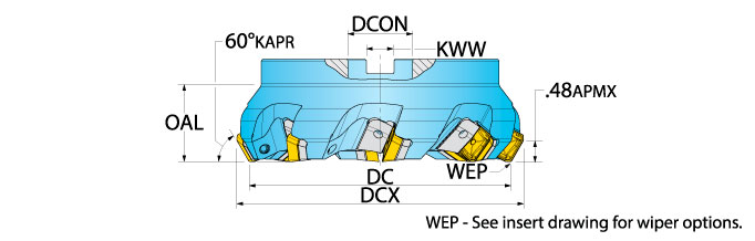 Ingersoll Series: 5C4M_R - 60° Heavy Duty HSHR Face Mill