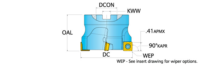 Ingersoll Series: 5H6G - 90° Rough & Finish Face Mill (Metric)