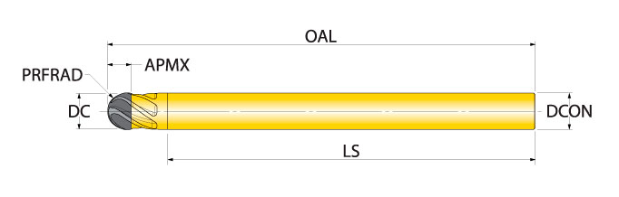 Ingersoll Series: SMSP - Ball Nose Solid PCD Micro End Mill