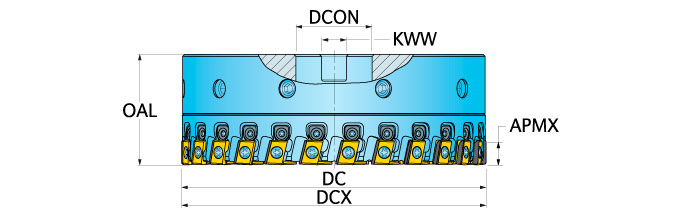 Ingersoll Series: TUGSM - 75° PCD/CBN Adjustable Face Mill W/ Wiper