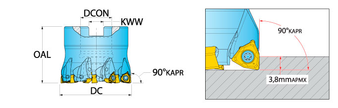 Ingersoll Series: WJ5D / WJ6D - 90° Rough & Ramp Face Mill (Metric)