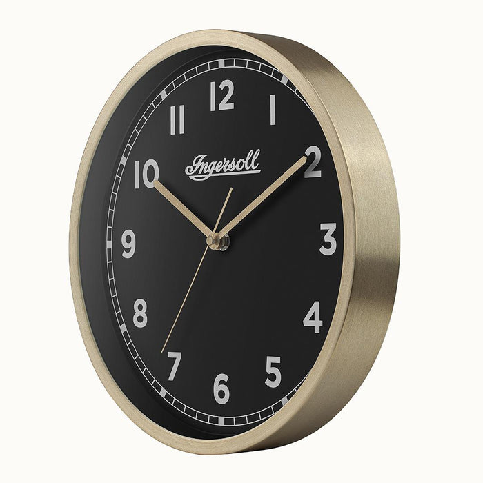 Ingersoll 1892 IC001GB INGERSOLL QUARTZ 30CM WALL CLOCK - GOLD/BLACK