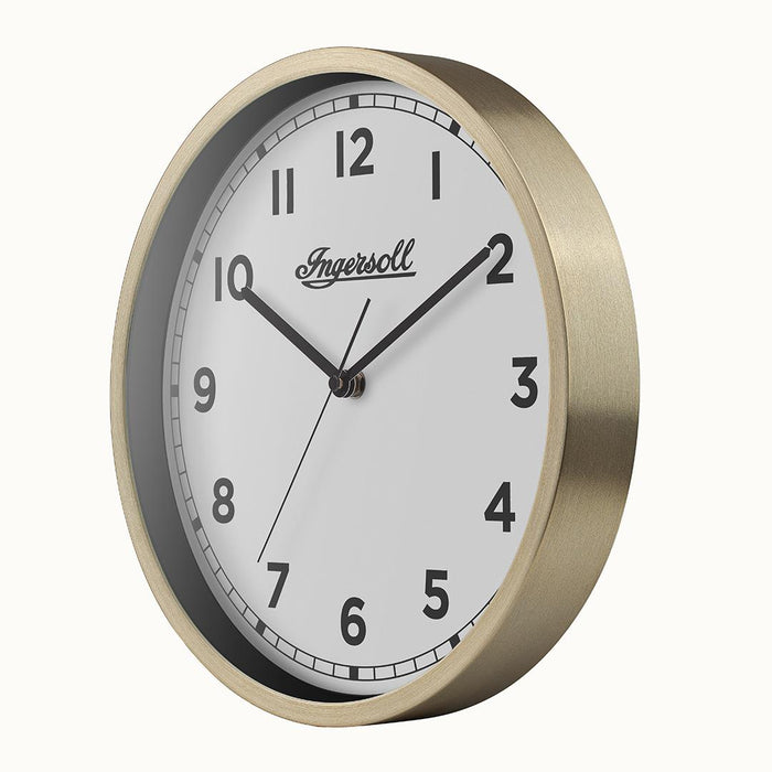 Ingersoll 1892 IC001GW INGERSOLL QUARTZ 30CM WALL CLOCK - GOLD/WHITE
