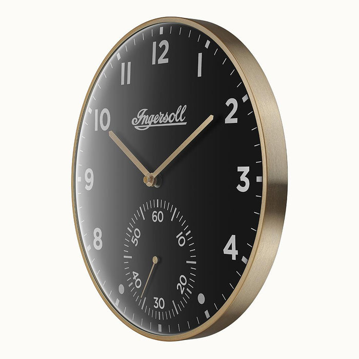Ingersoll 1892 IC003GB INGERSOLL QUARTZ 30CM WALL CLOCK - GOLD/BLACK