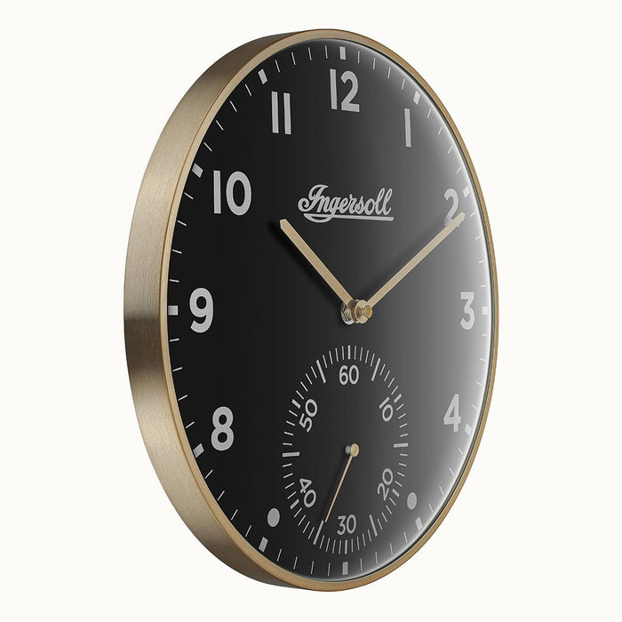 Ingersoll 1892 IC003GB INGERSOLL QUARTZ 30CM WALL CLOCK - GOLD/BLACK