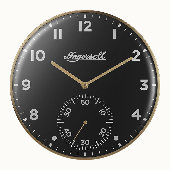 ingersoll 1892 IC003GB INGERSOLL QUARTZ 30CM WALL CLOCK - GOLD/BLACK