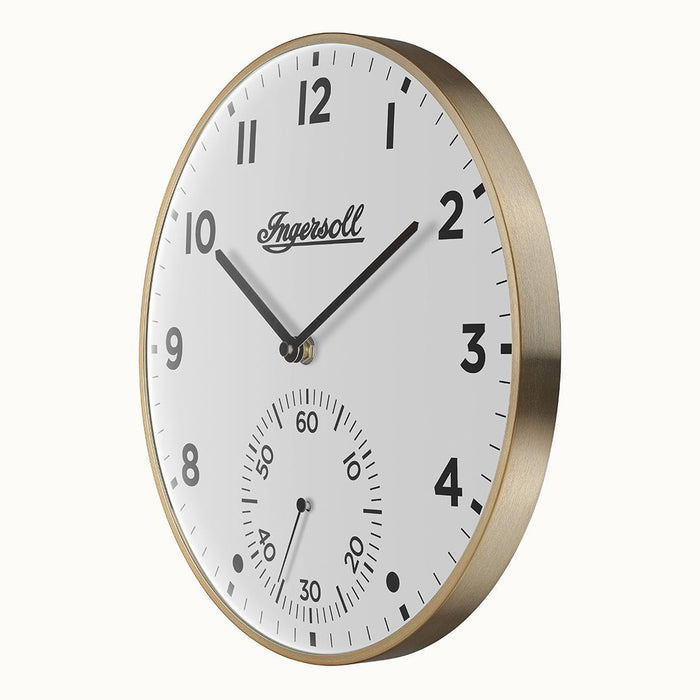Ingersoll 1892 IC003GW INGERSOLL QUARTZ 30CM WALL CLOCK - GOLD/WHITE