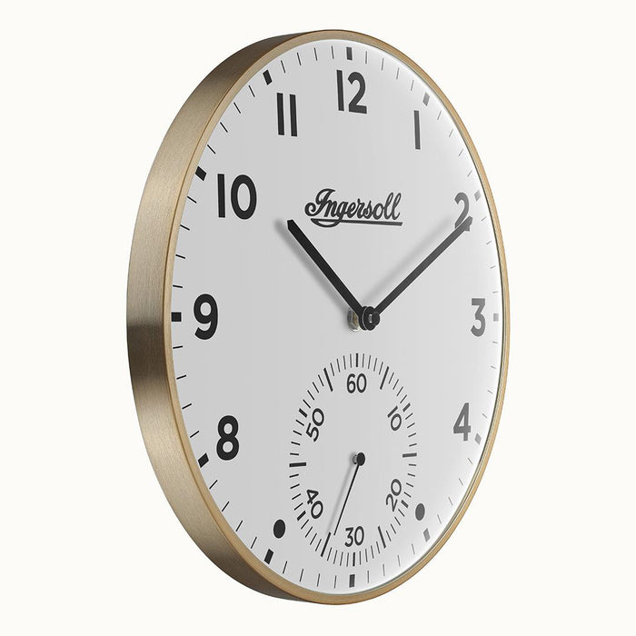 Ingersoll 1892 IC003GW INGERSOLL QUARTZ 30CM WALL CLOCK - GOLD/WHITE