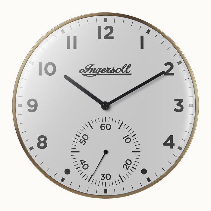 ingersoll 1892 IC003GW INGERSOLL QUARTZ 30CM WALL CLOCK - GOLD/WHITE