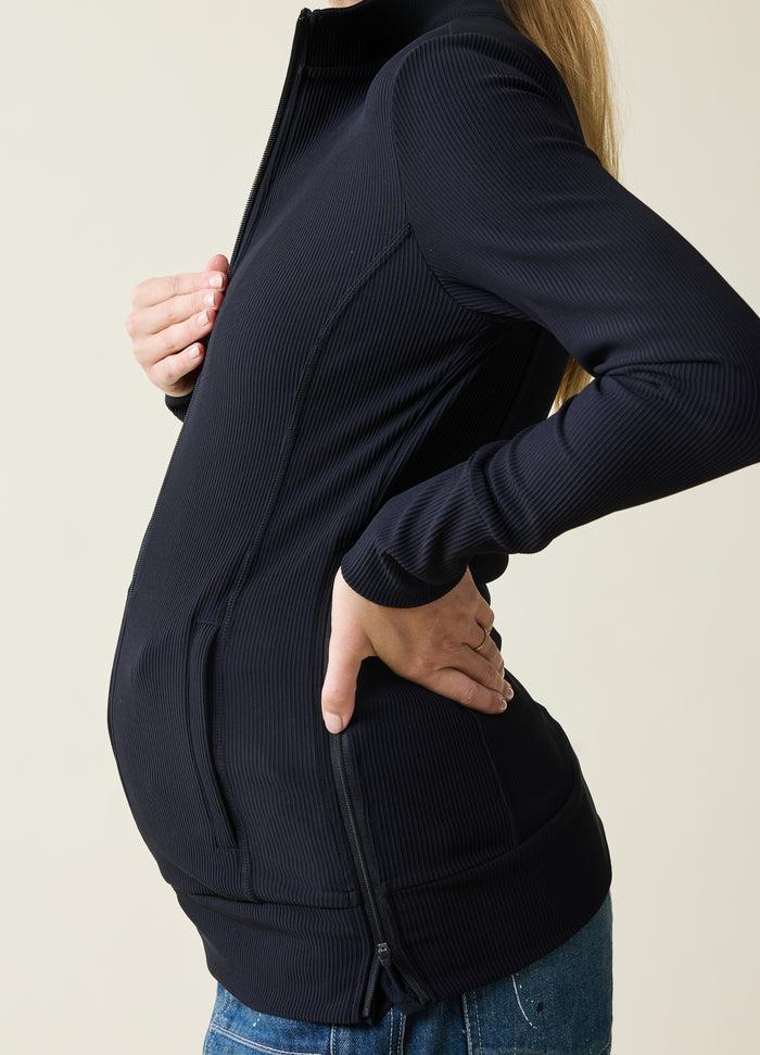 Ingrid & Isabel Active Maternity Rib Side Zip Jacket Black Jet Black