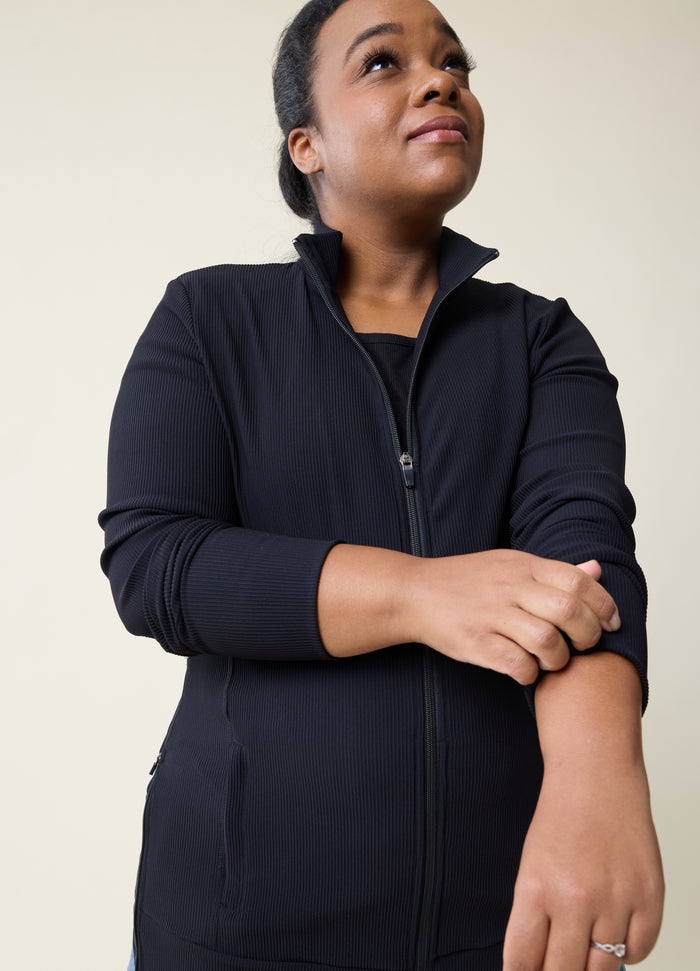 Ingrid & Isabel Active Maternity Rib Side Zip Jacket Black Jet Black