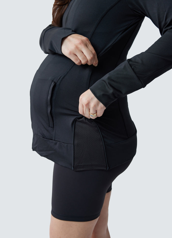 Ingrid & Isabel Active Maternity Side Zip Jacket Black Jet Black