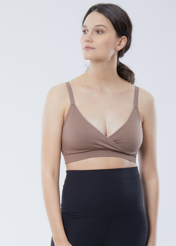 Ingrid & Isabel Cooling Crossover Nursing + Maternity Bra Taupe