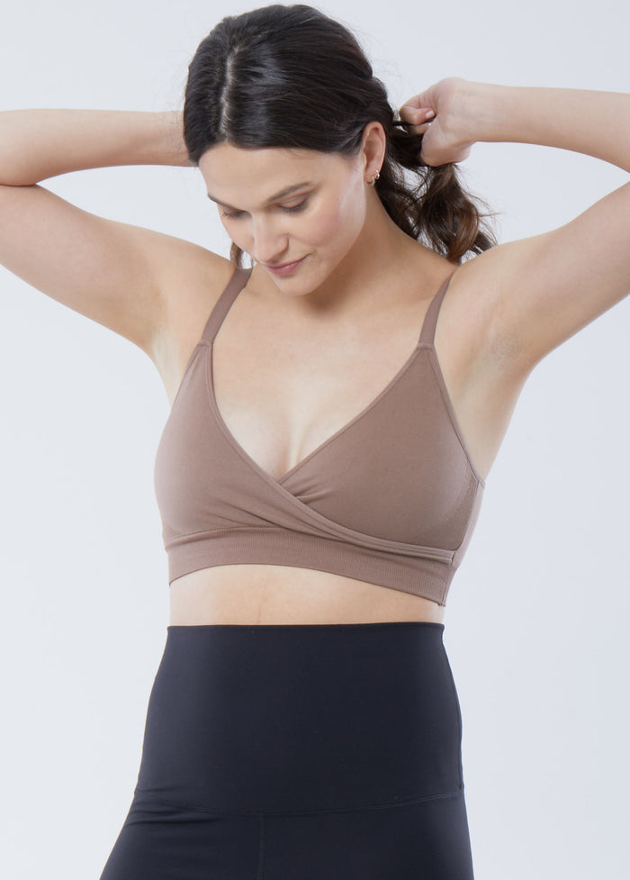 Ingrid & Isabel Cooling Crossover Nursing + Maternity Bra Taupe