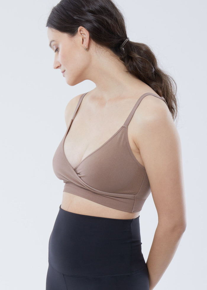 Ingrid & Isabel Cooling Crossover Nursing + Maternity Bra Taupe