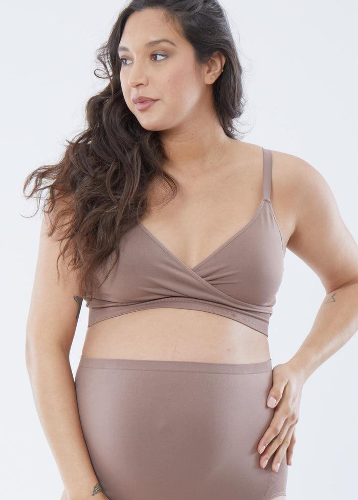 ingrid & isabel Cooling Crossover Nursing + Maternity Bra Taupe