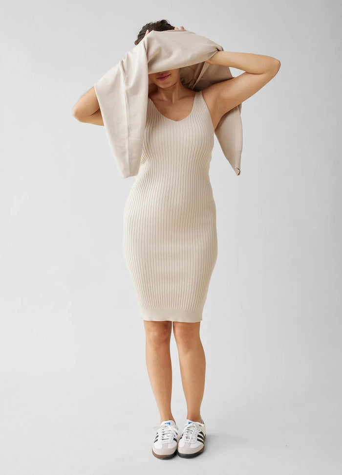 Ingrid & Isabel Cozy Dress + Sweater Maternity Set Sand