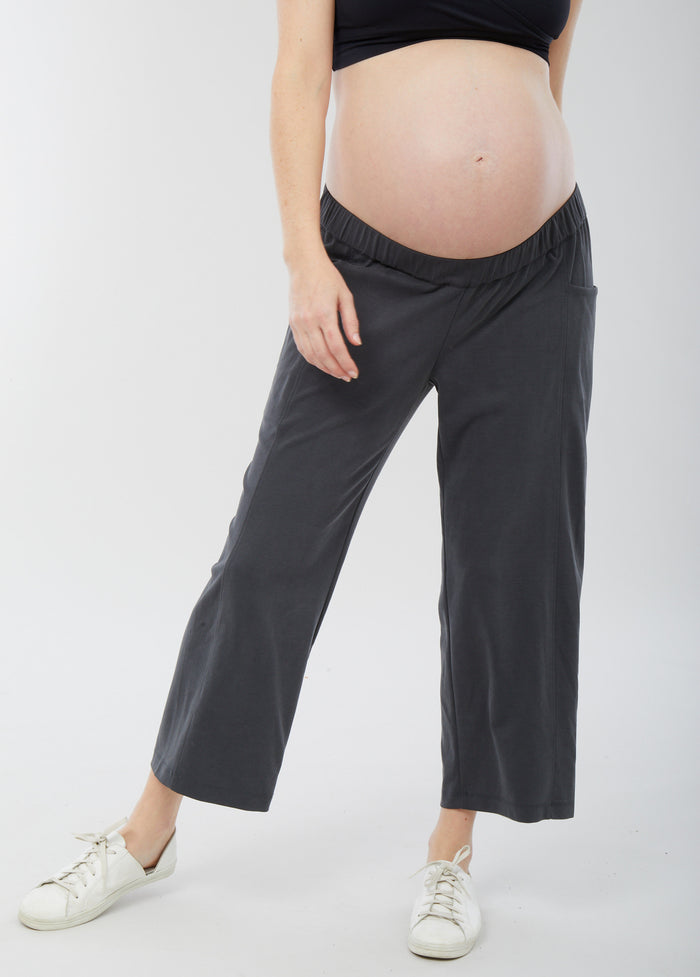 Ingrid & Isabel Easy Wide Leg Crop Maternity Pant Asphalt