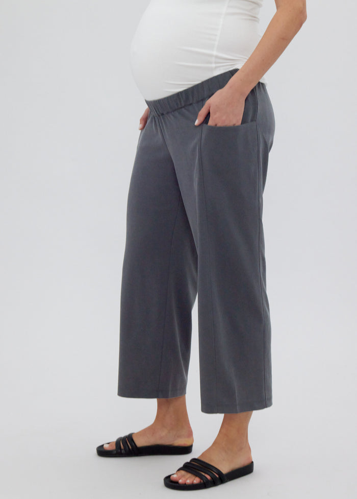 ingrid & isabel Easy Wide Leg Crop Maternity Pant Asphalt