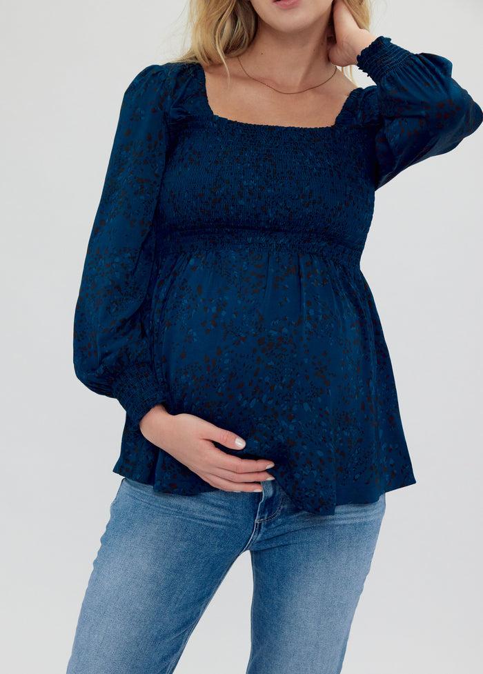 Ingrid & Isabel EveryWear Smocked Maternity Top Long Sleeve