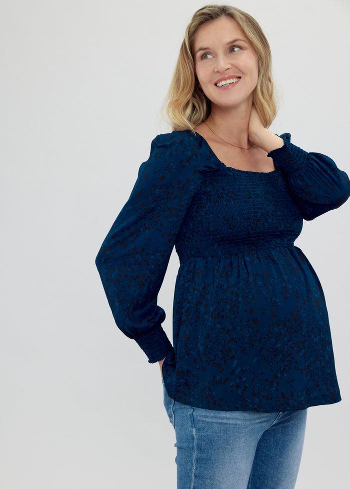 Ingrid & Isabel EveryWear Smocked Maternity Top Long Sleeve