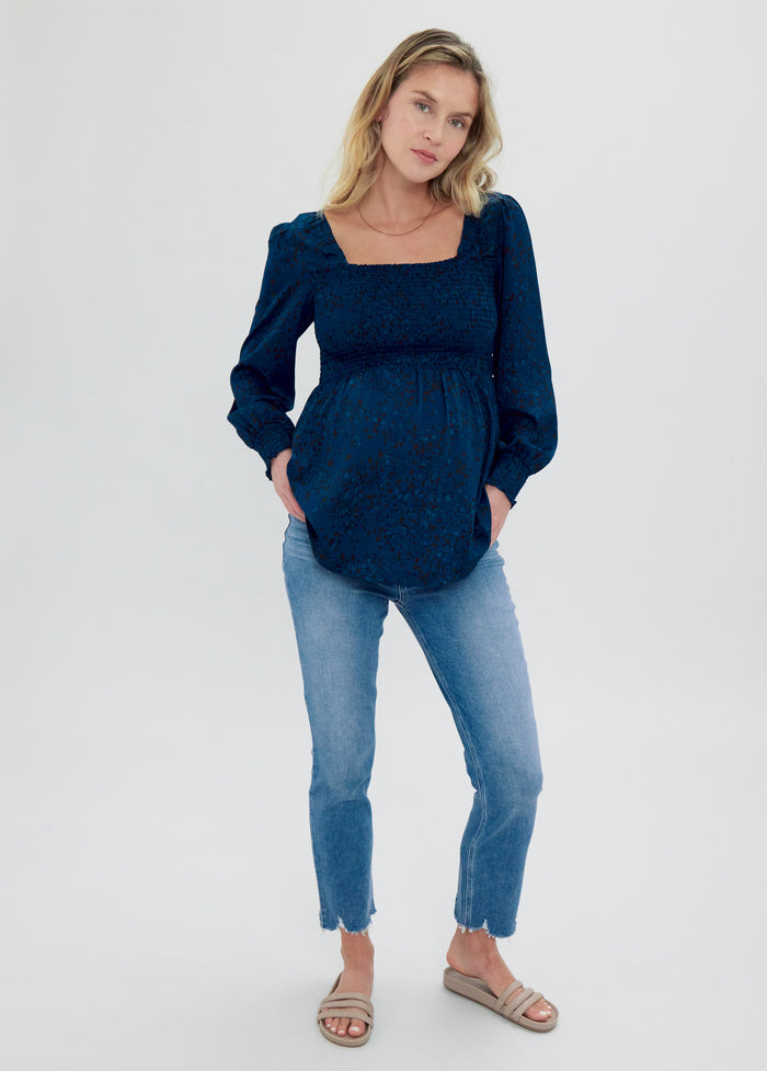 Ingrid & Isabel EveryWear Smocked Maternity Top Long Sleeve