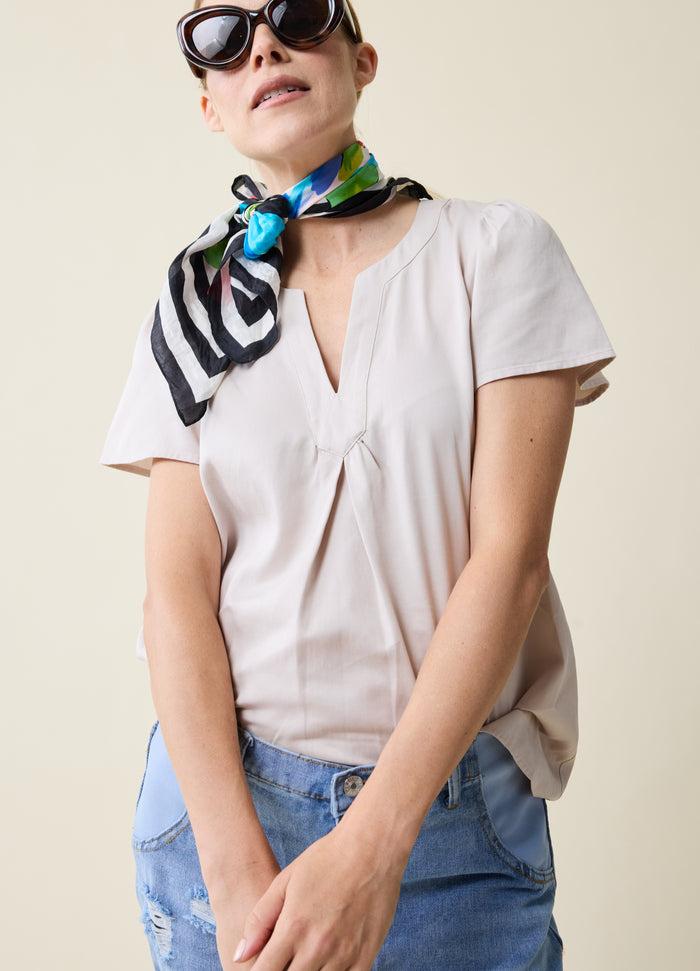 ingrid & isabel Flutter Sleeve Maternity Popover Top Stone