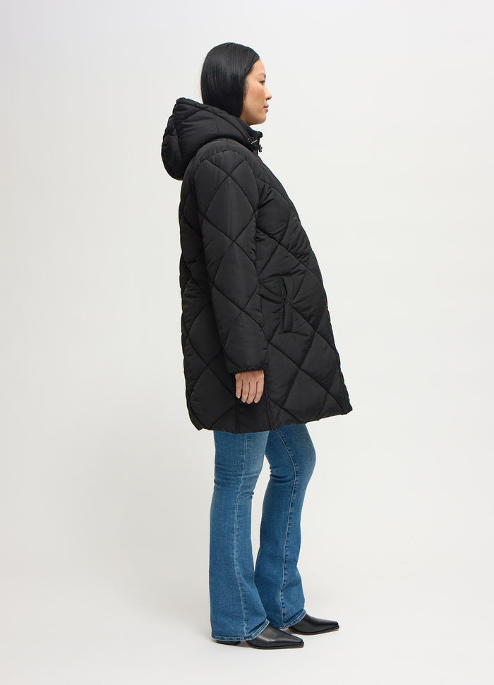Ingrid & Isabel Grow With You Maternity Hooded Long Parka Jacket With Baby Carrier Insert Black